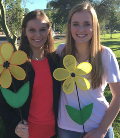 Seniors Michaela Wuycheck and Madelyn Addison at the Walk to End Alzheimer's.