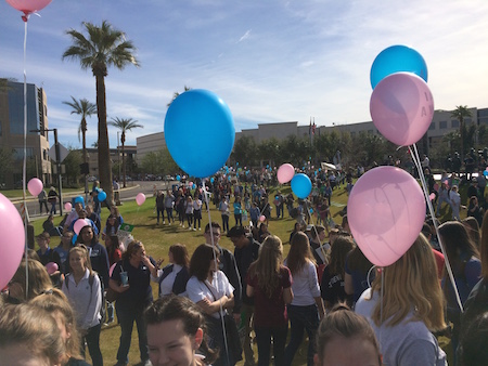 Students from Xaviers Right to Life Club at a 2016 pro-life rally. 