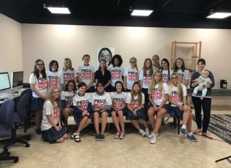 This year's XPress Broadcast Journalism class poses in their PBS t-shirts.