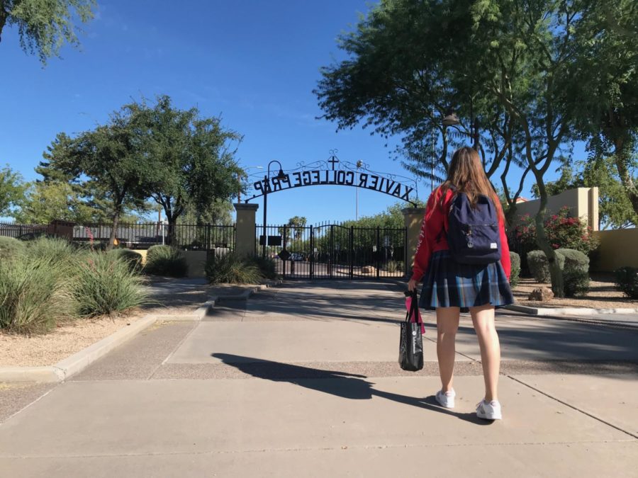 Senior Brisa Footit leaving the Xavier College Preparatory campus 