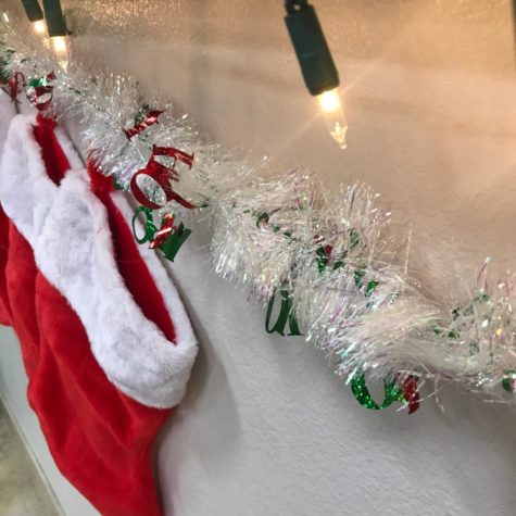 Sustainable lights garnish the XPress classroom this holiday season. Photo courtesy of Annabelle Goettl.