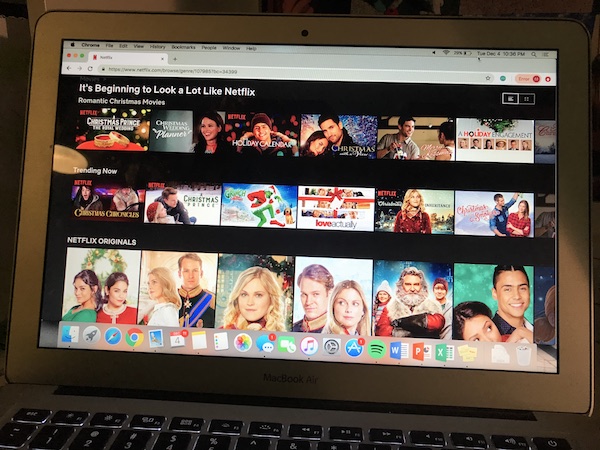 The Netflix home screen for holiday movies. Netflix provides a wide range of movies just in time for the holiday season. Photo courtesy of Megan Onofrei 20