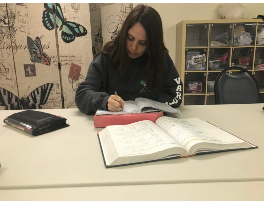 Rachel Mulligan (2020) doing homework during a study hall