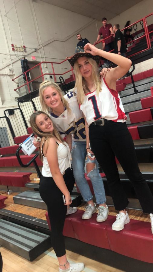 Junior Megan Onofrei, Senior Lindsay Hubbard, and Senior Sadie Wintergalen enjoyed the atmosphere of the Brophy Hoopcoming Basketball Game. Although the Broncos came up short in the game this year, Hoopcoming was a fun time for all.
