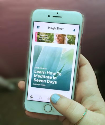 Insight Timer, a popular guided meditation app, is available for both Apple and Android. Photo courtesy of Hannah Shulski '19.