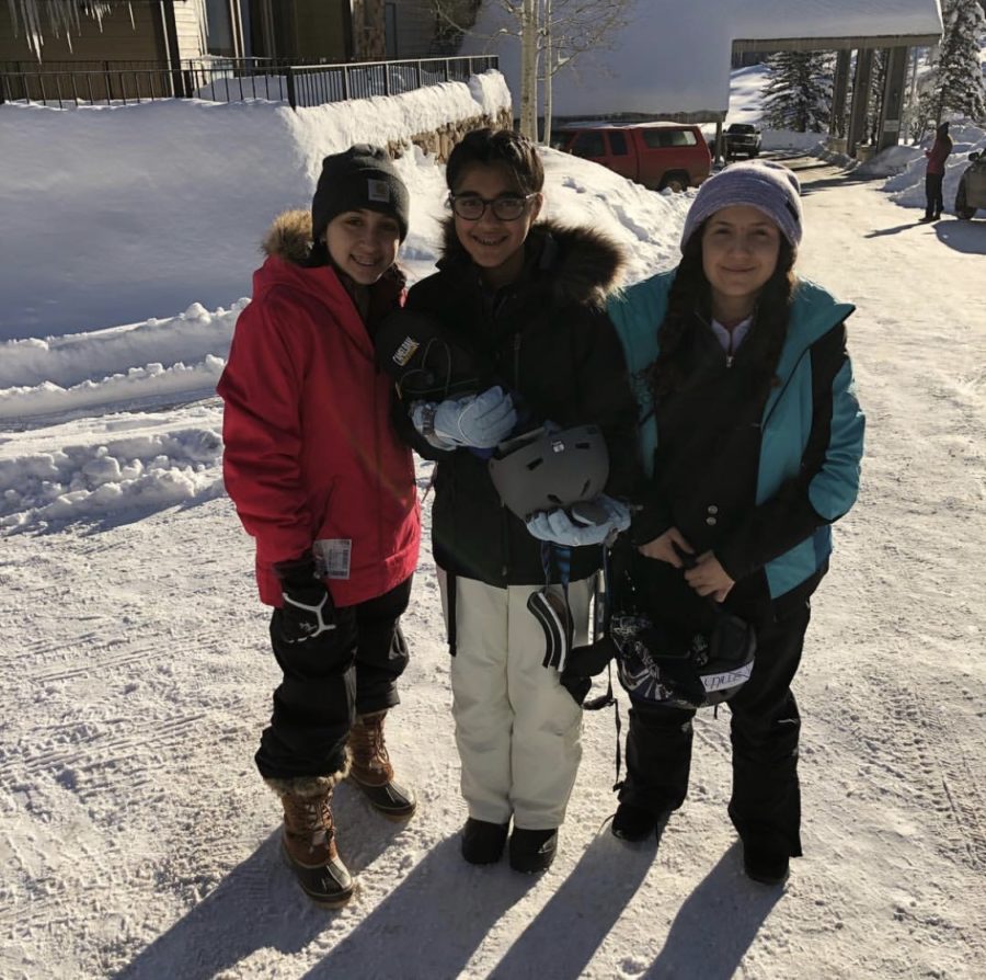 (Left to Right) Xavier sophomores Janessa Gutierrez, Reyva Murty, and Gabi Ruiz out in the frigid snow