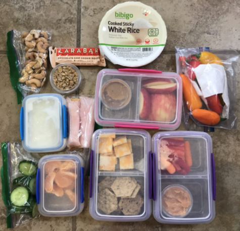 Various items from Xavier students’ lunches. It is important to eat a balanced diet from the five major food groups. Photo Courtesy of Lily Tierney '19