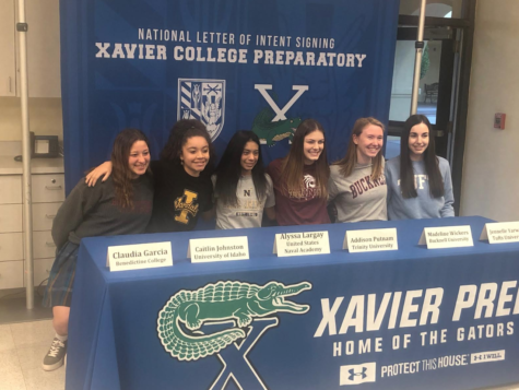 On Feb. 6, six Xavier seniors signed National Letters of Intent to play collegiate sports. The Xavier community is so proud and cannot wait to see what these ladies will accomplish in college! Photo courtesy of Caitlin Johnston ‘19.