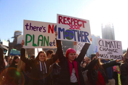 Teen protesters participate in climate change marches.