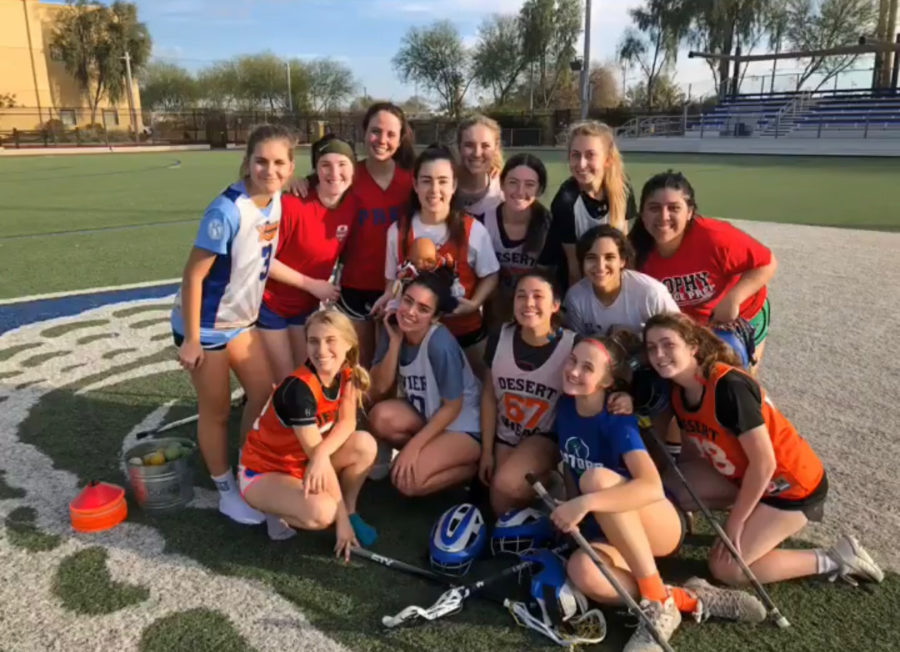 Xavier’s Lacrosse team after practice, huddling around each other. Photo Courtesy of Kit Blouin ‘20.