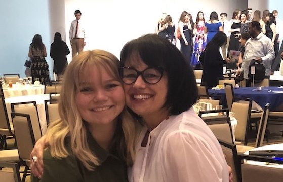 Senior Abbey Alexander and her mother spending time together at the Fashion Show before the Senior Class of 2019 graduate. Photo courtesy of Abbey Alexander '19.