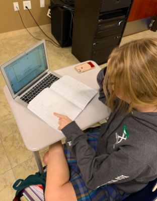 Delainey Maxwell 20’ is studying for her College Algebra final on December 4, 2019.
Photo Credit: Alissa Celaya ‘20. 