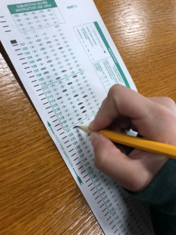 Scantron Testing is a common method used in classes across Xaviers campus. Scantron Testing allows faster score reporting, which is especially vital for the HSPT exam in January. Photo by Camy Rael 20.