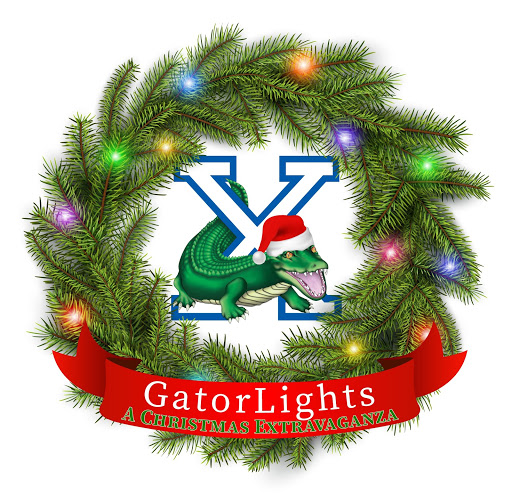 The GatorLights drive-through is a Christmas celebration to be held throughout Xavier’s campus on Saturday, November 21 from 6:30-9 PM with display tables made by various Xavier groups. This festive logo was designed by Vanessa Flores.