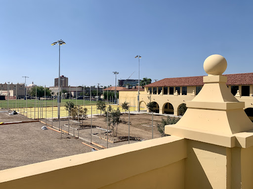 The Stark Tennis courts are currently undergoing renovations. The completed renovations will feature tennis courts, pickleball courts and the back courtyard, decorated with trees that will avoid underground root growth.