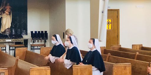 The Sisters of Life enjoy Mass on Saturday, October 2 at St. Agnes Church. They are part of the new pro-Life ministry in the diocese and just arrived in the valley. 