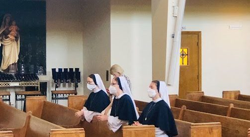 The Sisters of Life enjoy Mass on Saturday, October 2 at St. Agnes Church. They are part of the new pro-Life ministry in the diocese and just arrived in the valley.