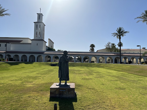 St. Thomas Aquinas Catholic Church in Avondale, AZ is a beautiful representation of love and worship for God. As he sits under the glowing afternoon sun, the statue of St. Thomas Aquinas seems to guide the Church. “The soul is like an uninhabited world that comes to life only when God lays His head against us,” St. Thomas Aquinas said.