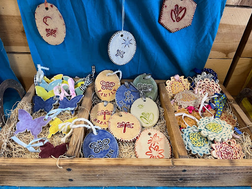 At SEEDS For Autism, handmade goods like these colorful ornaments are for sale. These goods are made by SEEDS For Autism students.