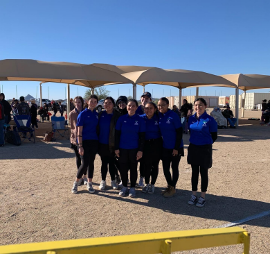 At the November qualifier, the Xavier archery team celebrates the completion of the tournament. It is the most recent tournament the team has participated in and it looks forward to any upcoming ones. 