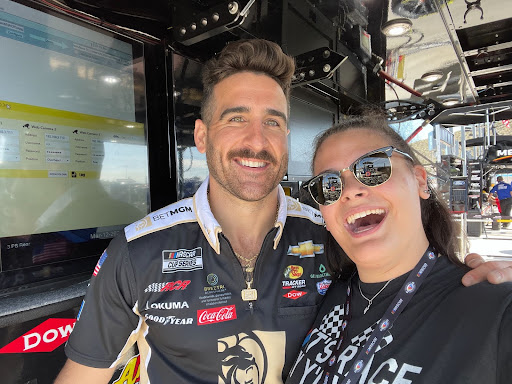 Xavier senior Victoria “Tori” Olguin attends the Phoenix Raceway United Rentals Work United 500 as a member of the media. Olguin interviewed NASCAR personalities and uploaded media content onto her self-produced YouTube channel “Talkin’ Racing With T-Bone.”