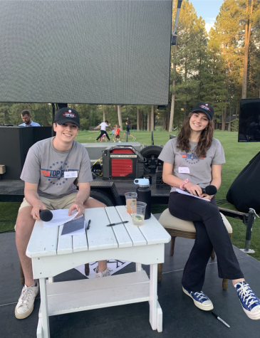 Matthew London and Lexi Zastrow pose as they host last year’s Top Gun Shootout. They both gave speeches, ran the microphones and called out closest-shots-to-the-pin during the event.