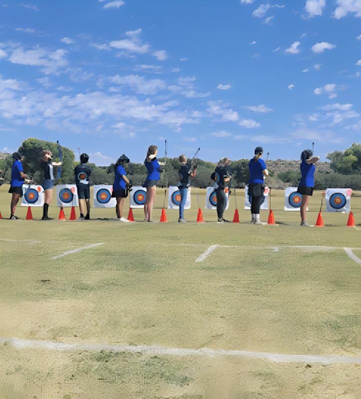 Xavier’s archery team practices in the sun after school. The team will be heading to the December state qualifier on December 9 in Tucson. (Photo courtesy of Kelsey Gerchar)