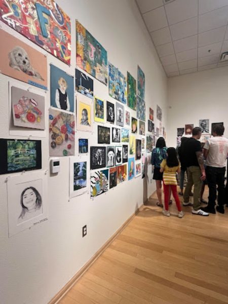The various art pieces hung at Stark Gallery were all created by the Studio Art students. The artwork will stay in the gallery for people to view until May.