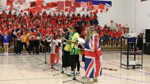 The Executive Board leads the Fall Sports Rally on Friday, September 6. The theme was Olympics, with each class dressed as memorable Olympic games. The freshwomen represented the London summer Olympics, the sophomores depicted the Rio summer Olympics, the juniors portrayed the Vancouver winter Olympics and the seniors were the Paris summer Olympics.