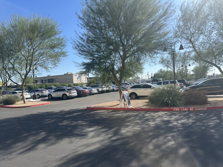 This lot displays the calm before the 2:35 storm of students running to their cars. Many students park in the guaranteed and carpool parking spots near Founders Hall and the PAC.