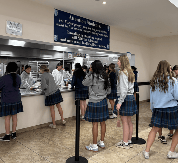 Xavier students line up to purchase lunch. Usually the Cafe’s line is out the door, bustling with customers excited to purchase food.