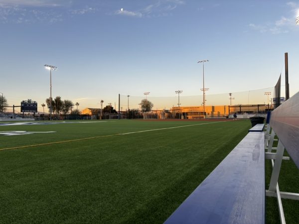 Petznick Field rests on a Friday morning before school begins. The field is home to four Xavier sports: flag football, soccer, lacrosse and softball