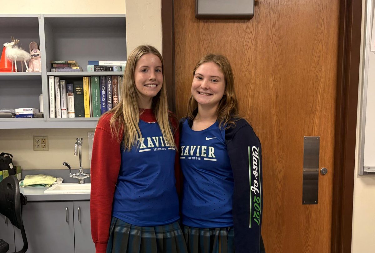  Hannah Paulsen ‘27 (left) and Nora Wickers ‘27 (right), two Xavier badminton players, participated in Xavier’s first tournament hosted at the school. They represented Xavier during the historic event.
