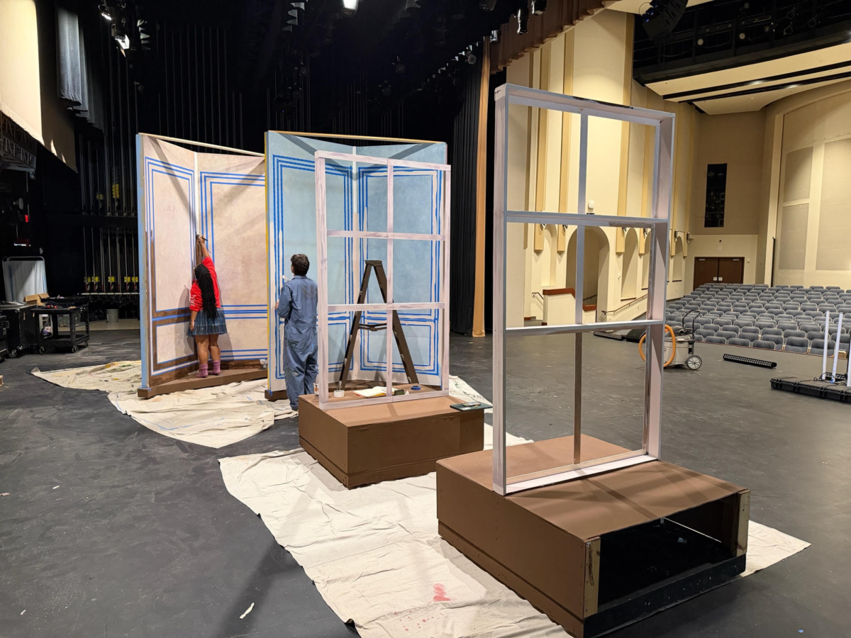 One Xavier student and Brophy student are painting set pieces for the “Pride and Prejudice” play in the PAC at the main stage. Show dates are September 30 and October 1 at 7:00 p.m., and October 3 at 2:00 p.m. and 7:00 p.m. 