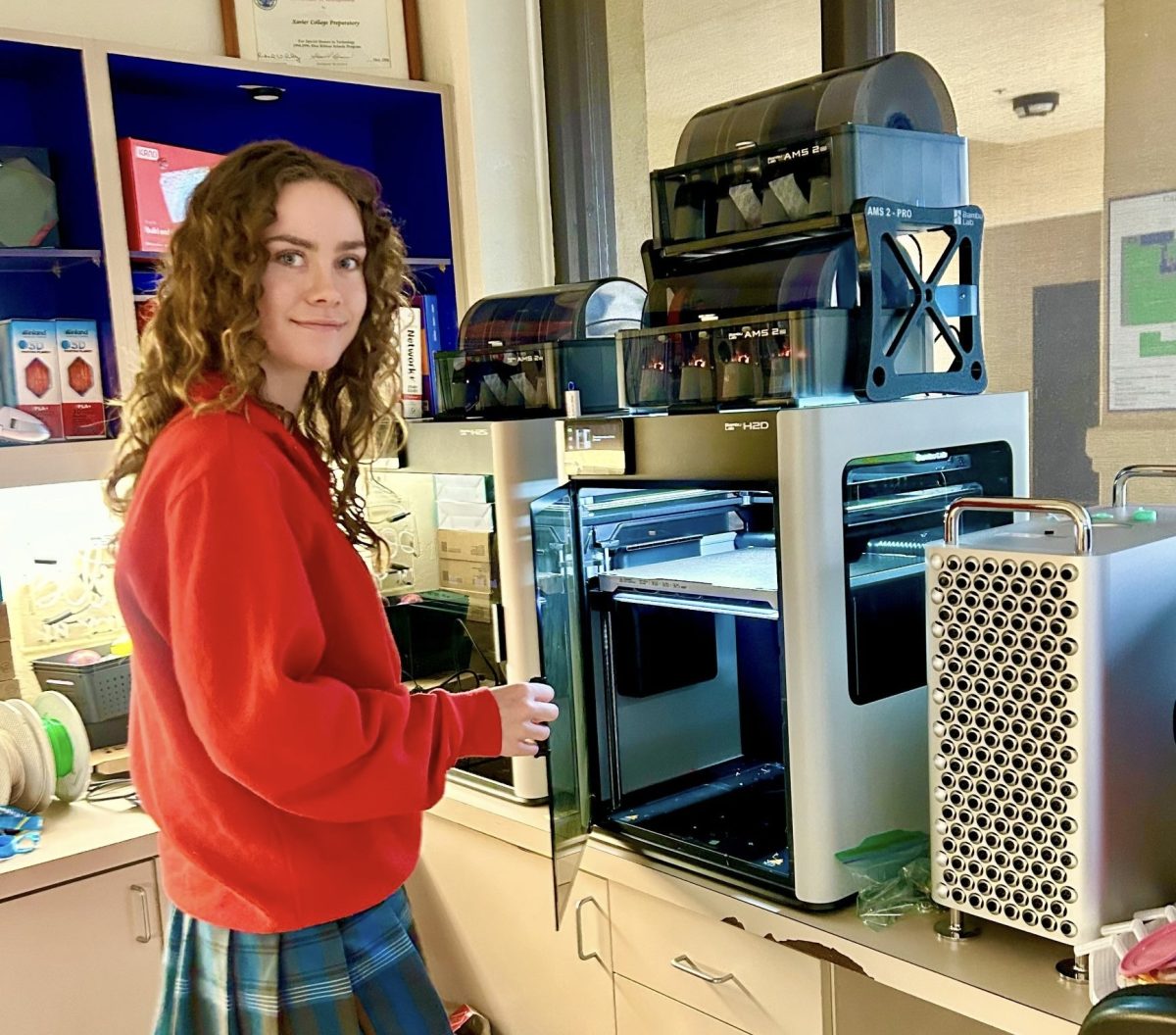 Senior Olivia Burr ‘27 works with 3D printers in Leon Tynes’ room Sept. 28, 2026. This is similar to the engineering work featured in the NASA Glenn High School Engineering Institute.

